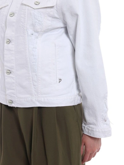 Shop Dondup Button Denim Jacket In White