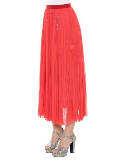 Shop Aviu Pleated Midi Skirt In Rosso
