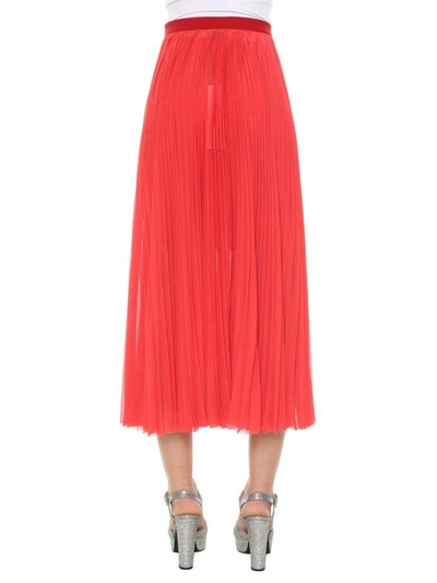 Shop Aviu Pleated Midi Skirt In Rosso