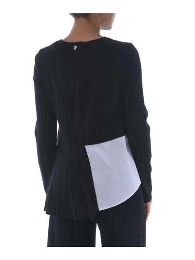 Shop Dondup Pleated Sweater In Nero/bianco