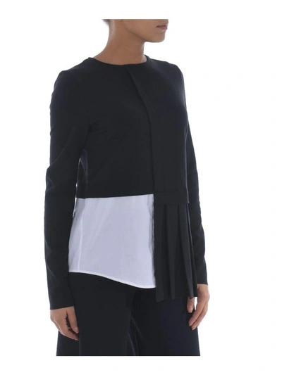 Shop Dondup Pleated Sweater In Nero/bianco
