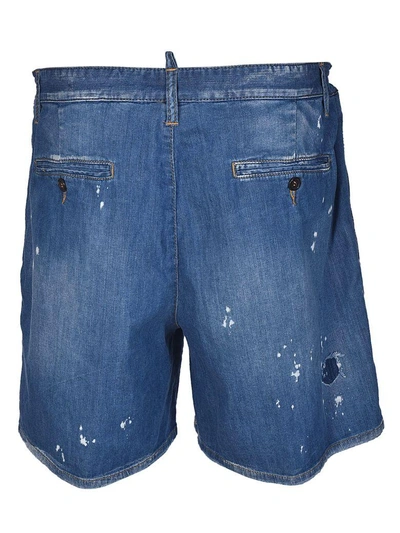 Shop Dsquared2 Distressed Denim Shorts In Blu