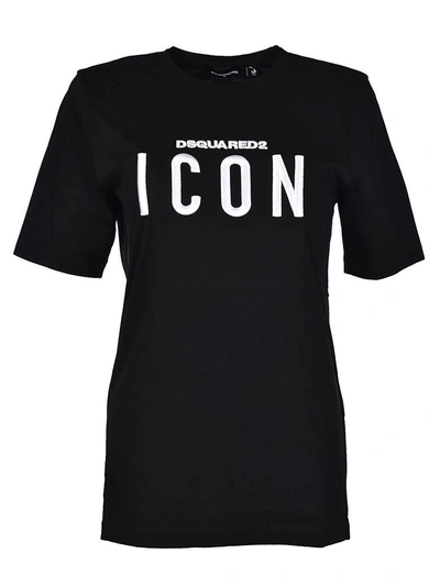 Shop Dsquared2 Icon Embroidered T-shirt In Black