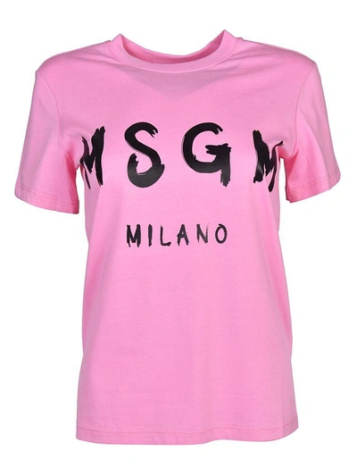 Shop Msgm Branded T-shirt In Pink & Purple