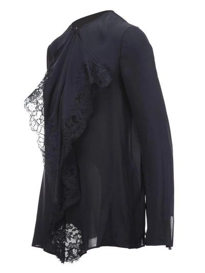 Shop Givenchy Lace Trim Blouse In 001