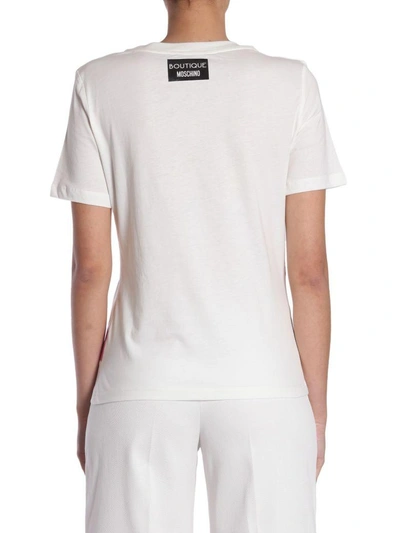 Shop Boutique Moschino Round Collar T-shirt In Bianco