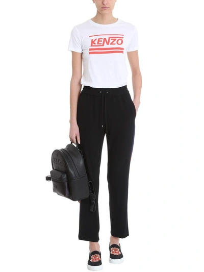 Shop Kenzo Black Crepe Colourblock Trousers