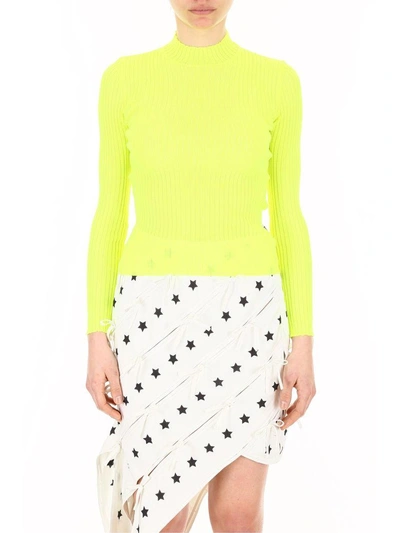 Shop Msgm Ribbed Fluo Knit In Giallogiallo