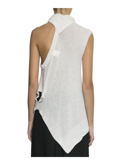 Shop Ann Demeulemeester Asymmetric Cotton Top In Bianco