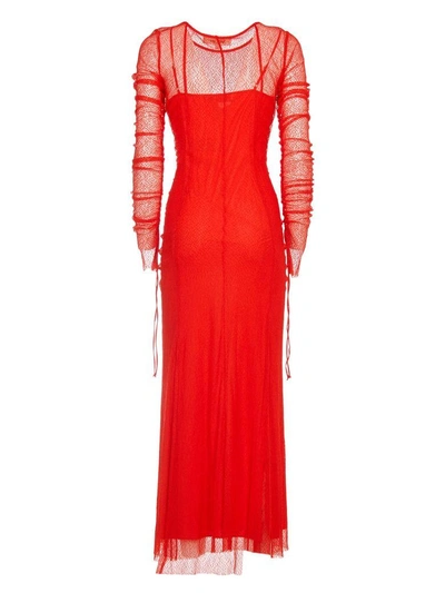 Shop Diane Von Furstenberg Fringed Mesh Dress In Red