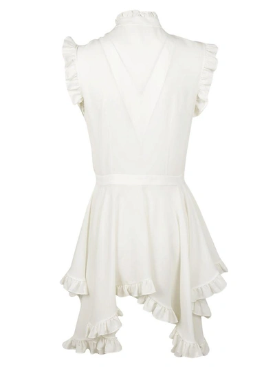 Shop Alexander Mcqueen Ruffled Sleeveless Blouse In Panna