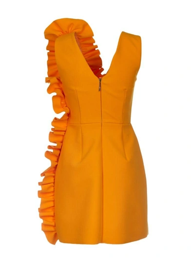 Shop Msgm Ruffled Short Dress In Arancio