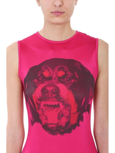 Shop Givenchy Rottweiler Viscose Dress In Fuxia
