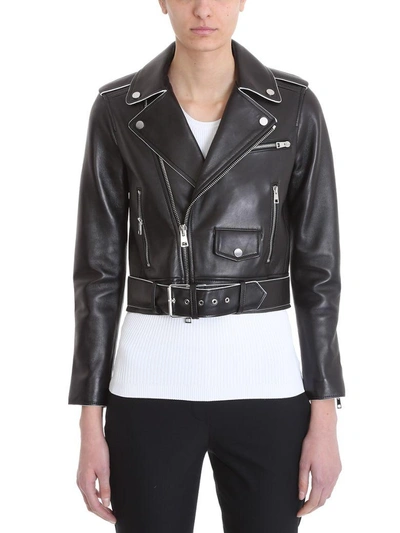 Shop Theory Black Leather Shrunken Moto Jacket