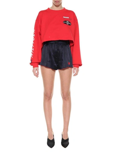 Shop Tommy Hilfiger Cropped Sweatshirt In Rosso