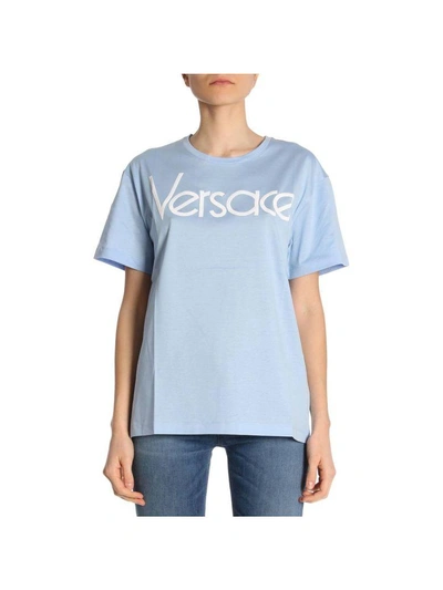 Shop Versace T-shirt T-shirt Women  In Sky Blue