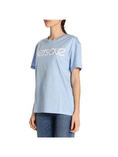 Shop Versace T-shirt T-shirt Women  In Sky Blue