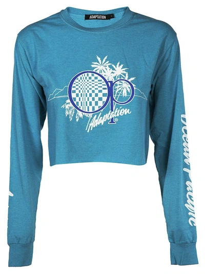 Shop Adaptation Cropped Logo Sweatshirt In Light Blue