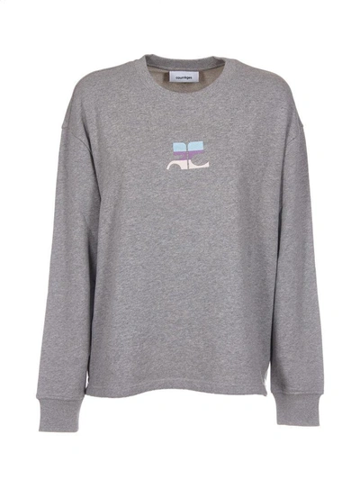 Shop Courrèges Logo Patch Sweater In Grigio