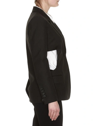 Shop Helmut Lang Cut-out Canvas Blazer In Black