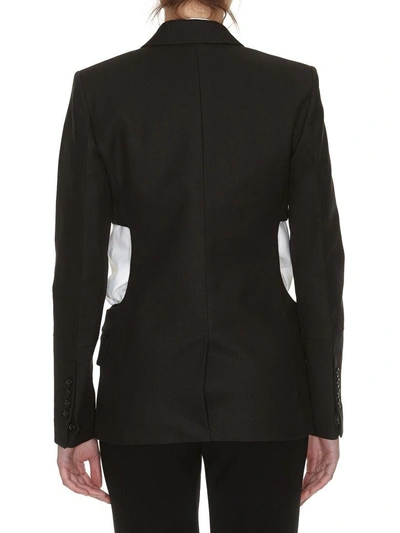 Shop Helmut Lang Cut-out Canvas Blazer In Black