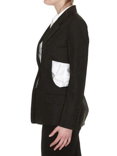 Shop Helmut Lang Cut-out Canvas Blazer In Black