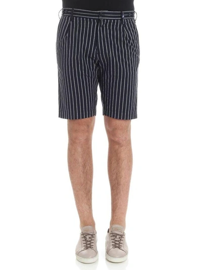 Shop Myths Pinstriped Shorts In Blue-grey