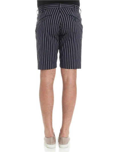 Shop Myths Pinstriped Shorts In Blue-grey