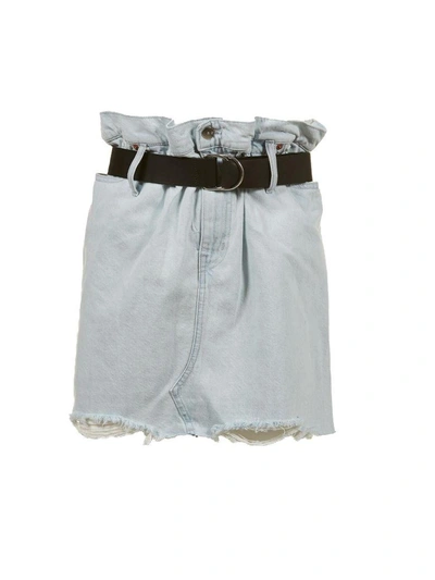 Shop Iro Belted Skirt In Denim Chiaro