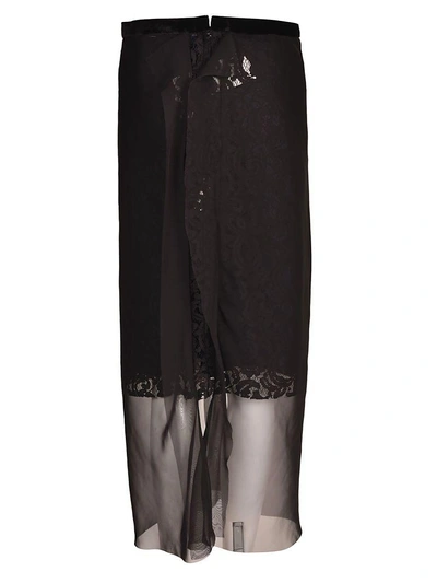 Shop Sacai Lace Skirt In Black/black