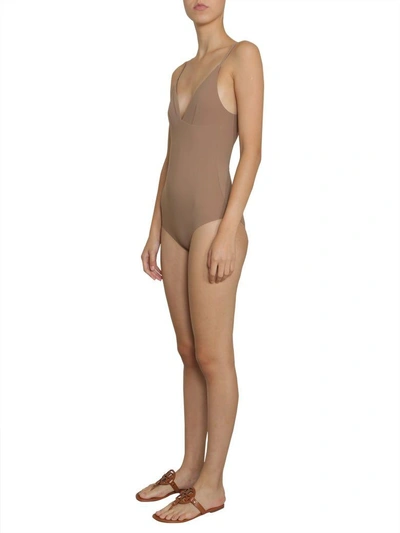 Shop Tory Burch Marina One-piece Swimsuit In Marrone