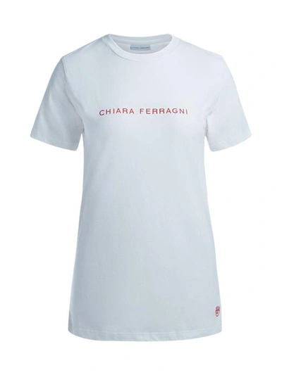 Shop Chiara Ferragni Flirting Eyes White T-shirt With Writing. In Bianco