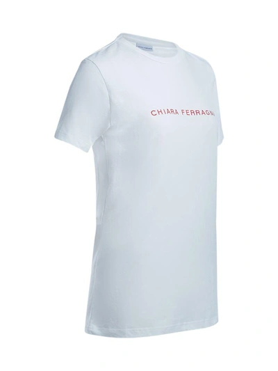 Shop Chiara Ferragni Flirting Eyes White T-shirt With Writing. In Bianco