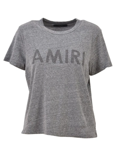 Shop Amiri Logoed Tee Grey