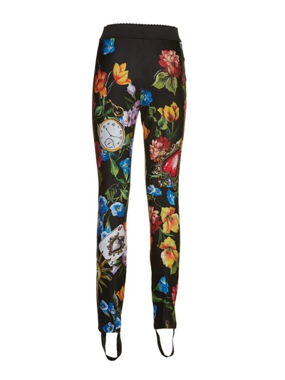 Shop Dolce & Gabbana Floral Print Leggings In Nero Fantasia