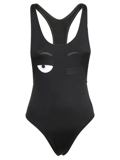 Shop Chiara Ferragni Wink One Piece Swimsuit In Black