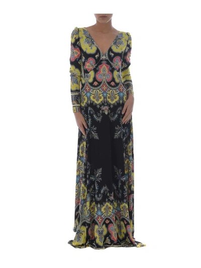 Shop Etro Paisley Print Dress In Nero-multicolor