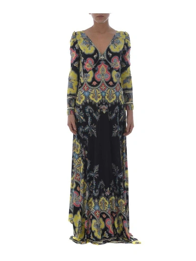 Shop Etro Paisley Print Dress In Nero-multicolor