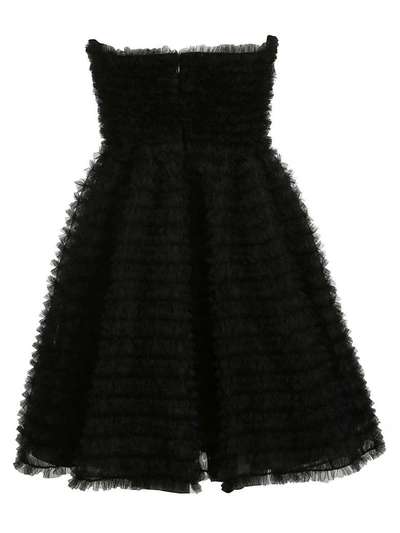 Shop Dsquared2 Strapless Micro-frilled Dress In Nero