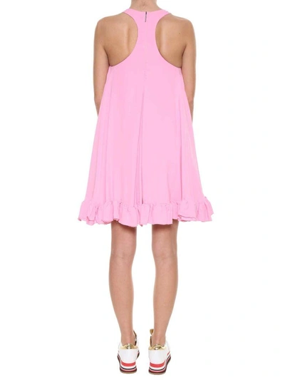 Shop Msgm Wide Short Dress In Rosa