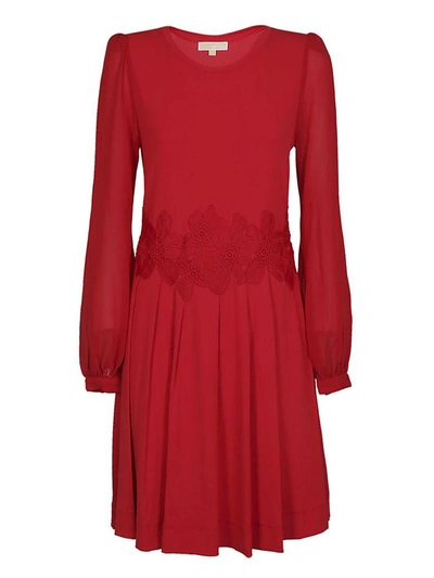 Shop Michael Kors Floral Embellished Dress In Red
