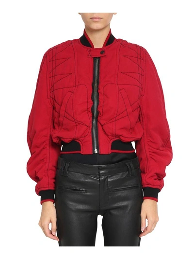 Shop Haider Ackermann Cropped Cotton Bomber Jacket In Rosso