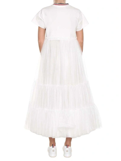 Shop Moncler White Tulle Dress In Bianco
