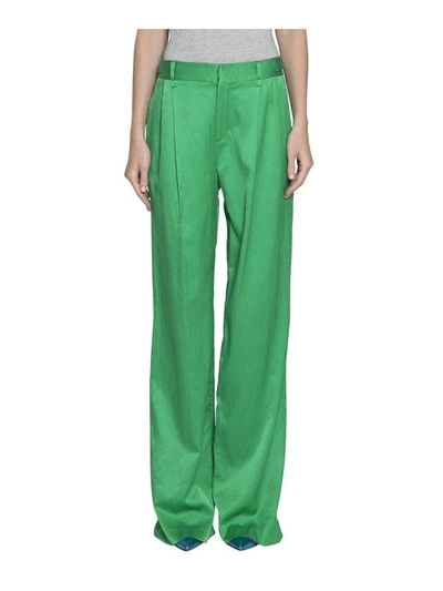 Shop Attico Satin Pants In Verde