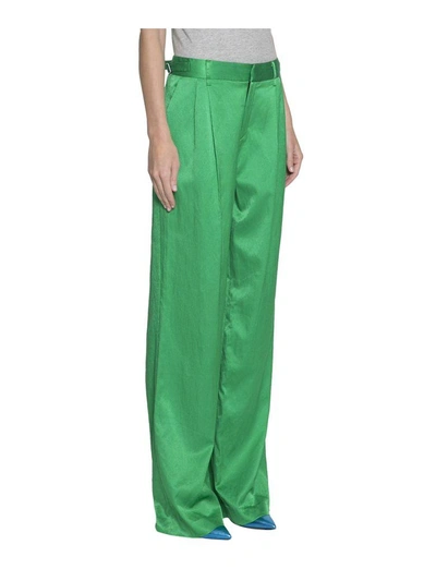 Shop Attico Satin Pants In Verde