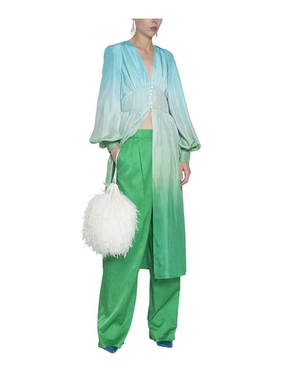 Shop Attico Satin Pants In Verde