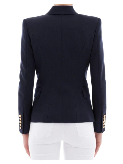 Shop Balmain Blue Wool Jacket