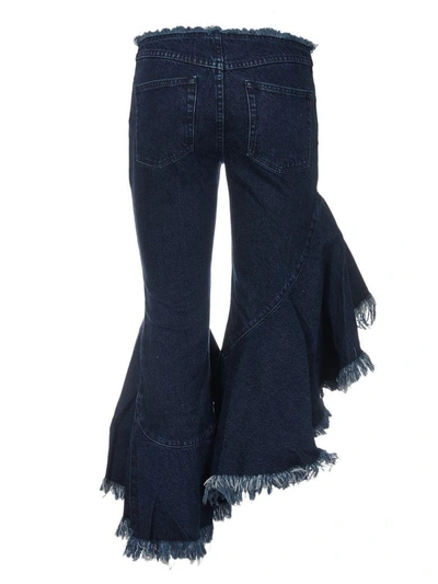 Shop Marques' Almeida Marques'almeida Ruffled Flare Raw Hem Jeans In Blu