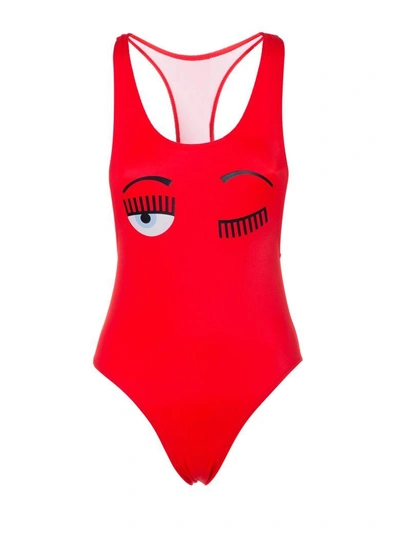 Shop Chiara Ferragni Wink One-piece Swimsuit In Red