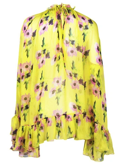 Shop Msgm Oversized Floral Print Blouse In Fantasia